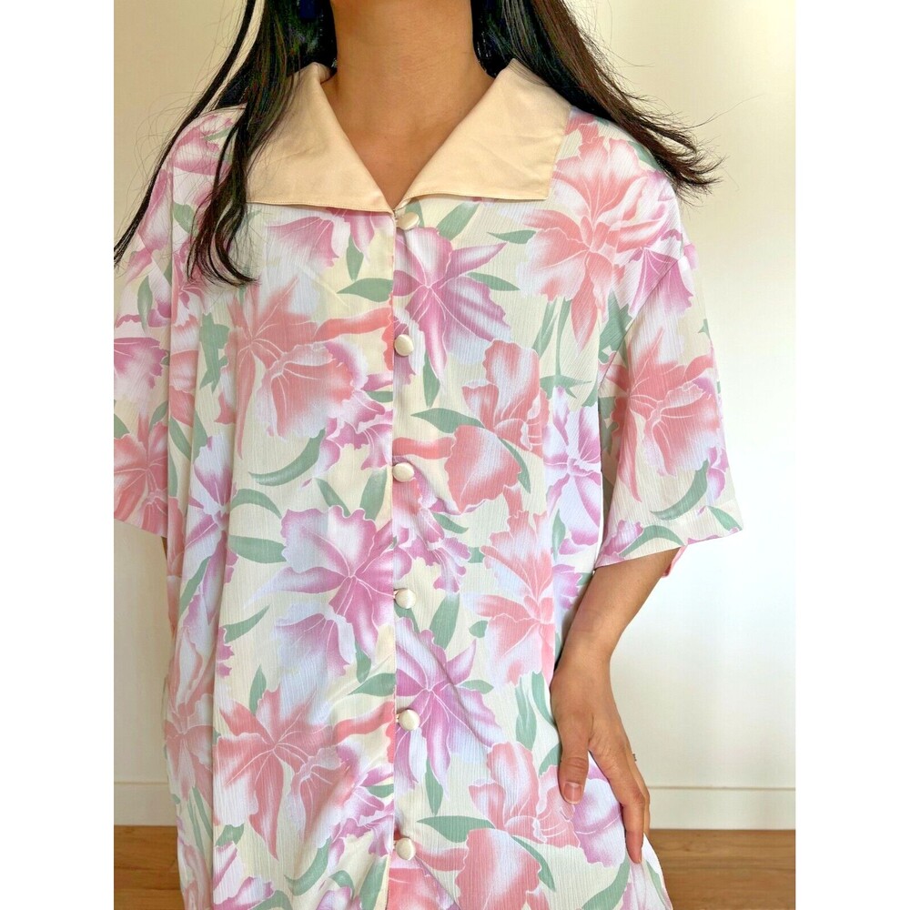 vtg Victoria's secret floral pink nightie mini‎ dress Medium Large nightgown
